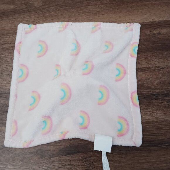 Blankets and Beyond Lovey Pink Rainbows White Cloud Plush Baby Security Blanket - Picture 5 of 5